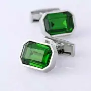 4.40Ct Emerald Lab Created Emerald Wedding Cufflinks 14k White Gold Plated Men's