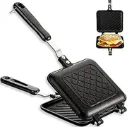 HUIRUMM Toasted Sandwich Maker,Sandwich Toaster Toastie Maker Double Side Bread Frying Pan Non Stick Barbecue Plate Multiple Purposes Press Camping Toaster for Home Kitchen