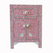 Bone Inlay Nightstand Table, Bedside Table Cabinet Strawberry Furniture