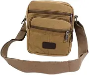 [Healeved] Man Casual Bag Fashion Handbag for Men Portable Small Capacity Canvas Shoulder Bag Khaki for Daily Use and Outfits