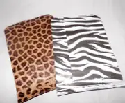 50 Size 5x7 Zebra and Leopard Bags Merchandise Flat Paper Bags, 25 of Each kind