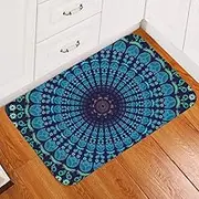Sleepwish Boho Bohemian Door Mat Mandala Zen Print Outdoor Indoor Doormat Welcome Mat Front Entry Rug Entrance Floor Carpet (Blue, 16" x 24")