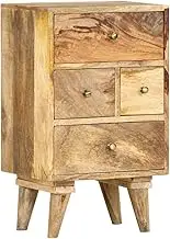 Solid Mango Wood Bedside Cabinet: 36x30x60 cm Nightstand with Drawers for Bedroom, Living Room Furniture, Rustic Table, Night Storage Station