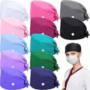 [Syhood] 12 Pieces Working Caps Gourd-Shaped Tie Back Hats with Button Adjustable Unisex Hats with Sweatband, 12 Colors, Multicoloured, One Size
