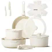 Pots and Pans Set Non Stick 17pcs, Kitchen Cookware Sets with Detachable Hand...