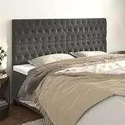 Bed Headboard Set of 4, Beds Head Frame Headboards 4 pcs Dark Grey 100 cm Velvet