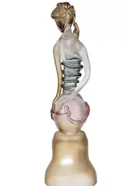 ION TAMAIAN Art Glass Frosted Amber Sitting Woman Figurine Hand Blown Fused New