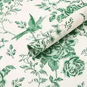 Whaline 60 Sheets Sage Green Floral Tissue Paper Green Bird Rose Flower Gift Wrapping Paper Chinoiserie Art Paper for Birthday Baby Shower Party DIY Crafts, 14 x 20 Inch