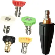 Complete Pressure Washer Kit Turbine Nozzle 5 Spray Nozzle Tips (0° 15° 25° 40° 60°) for 1/4 Inch Quick Disconnect