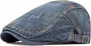 [Folmywy] Men's Denim Cotton Flat Cap Cotton Newsboy Hat Adjustable Soft Ivy Beret Hat Hunting Hats Gatsby Vintage Thin