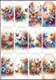 12 Bright Butterfly Gift Tags Suits Junk Journals Scrapbooks Birthday Gifts