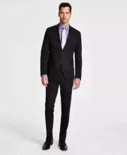 Kenneth Cole Reaction Black Men's Ready Flex Slim Fit Suit 40S 33 x 32 yde0624a