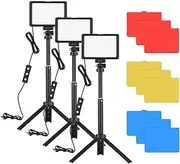 YaSao USB Video Conference Lighting Kit with 3 * LED Video Lights 5600K Dimmable + 3 * Desktop Tripods + 3 * 180° Rotatable Mounting Adapter + 12 * Color Filters(Red/Yellow/Blue/White) for Live