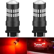 KaTur 2 X 1200 Lumens Super Bright 3157 3156 3057 3056 4157 LED Bulbs 4014 48-EX Chipsets with Projector for Tail Lights Brake Lights Turn Signal Lights, Brilliant Red 9-30V