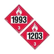 25 Pack Labelmaster ZTV20393 Two-Sided 4-Digit Hazmat Placard 1993 Flammable1203