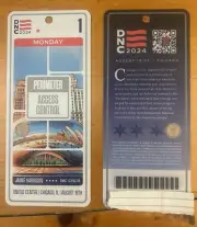 2024 DNC DEMOCRATIC NATIONAL CONVENTION TICKET/ CREDENTIAL! KAMALA HARRIS. DAY 1