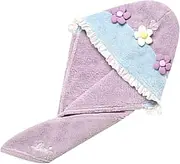 Cute Flower Hair Drying Hat Absorbent Wide Brim Bath Cap Quick Dry for Wet Hair