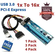 USB 3.0 PCI-E Express 1x To 16x Extender Riser Card Lot Adapter Ver. 006C