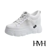 在飛比找momo購物網優惠-【HMH】潮流透氣網布拼接時尚厚底內增高運動休閒鞋(白)