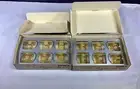 Vtg. Set of 12 ~Pyrex Corning Compatibles Glass Napkin Rings Butterfly Gold