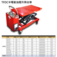 在飛比找蝦皮購物優惠-TFDC半電動油壓升降台車 TFDC50 荷重:500KG 