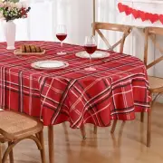 Oval Valentine's Day Tablecloth, Red Buffalo Plaids Valentine’s Day Table Clo...
