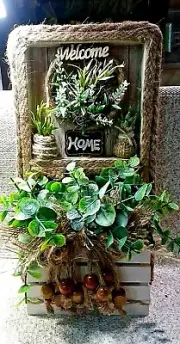 decorative craft-FARMHOUSE CRATE/ SHADOW BOX TO HANG OR SIT