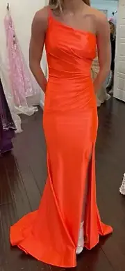SHERRI HILL Prom Bridal Bridesmaid Dress Gown 00 0 Stretchy Orange NWT