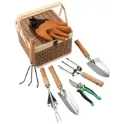 8 Piece Heavy Duty Gardening Hand Tools Set with Bamboo Gift Box Pruning Shea...
