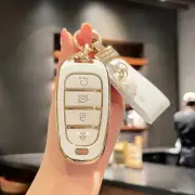 TPU Car Key Case Cover For Hyundai Tucson Solaris Sonata Hybrid NEXO Keychain