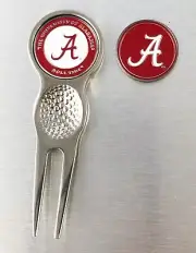Collegiate NCAA Golf Divot Repair Tool Ballmark Silver Alabama Crimson Tide