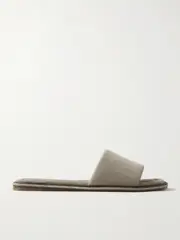 [Brunello Cucinelli] Brunello Cucinelli - Bead-embellished Suede Slides - Taupe - IT39 IT 39 Brown