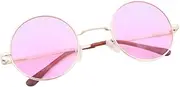 [AKOOSY] Colored Round Oversized Sunglasses Retro Style for Men and Women Lightweight Gold Frame Lenses Fashionable Glasses for Sun