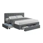 Avio Bed Frame Fabric Storage Drawers - Grey King