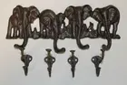 Rustic Cast Iron Elephant Herd Wall Hook Rack Bar, Coat Hooks, Forever Elephants