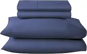 Whisper Organics, 100% Organic Cotton Sheet Set - 500 TC Bed Sheets Set (Bed Sheet + Flat Sheet + Pillowcase) - Extra Deep Sheets Set - GOTS Certified (Navy, Twin XL)