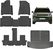 Floor Liners & Large Cargo Liners for 2024 Hyundai Santa FE Hybrid（Non Pure Gasoline car）,TPE All Weather Protection Car Floor Mats with Large Trunk Mat Covering The backrest