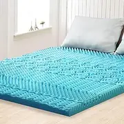 Deluxe Memory Foam Mattress Topper 7-Zone 8cm Cool Gel Bamboo Fabric Breathable Bamboo Fabric Cover - Pressure Relief, Cooling & Durable，King