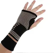 1 Pair Copper Compression Arthritis Gloves Fingerless - Warmth Therapeutic Compression Gloves for Pain Relief, Improve Circulation in Wrist & Hand, Helps with Carpal Tunnel (L size)