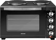 Daewoo 1500W 32L Capacity Electric Oven with 1000W and 600W Hot Plates, 90-230° Adjustable Temperature Settings and 60 Minute Timer with Indicator Light, 4SS Heating Element and Double Glass Door