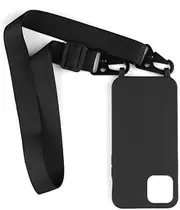 PuYu Zhe Case Compatible with iPhone 15 Crossbody Case Silicone Soft Matte,Cover TPU Shell Adjustable Neck Cord Strap Stylish Shockproof Case,Lanyard Case-Black