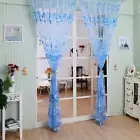 2pcs Tulip Flower Yarn Sheer Window Curtain Scarf Drapes(Blue)