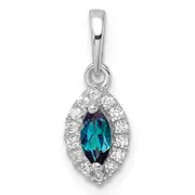 14k White Gold 1/10 Ct. Lab Grown Diamond VS/SI+ G+ and Lab Created Alexandrite June Birthstone Pendant