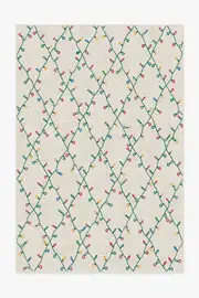 200' x 290' | Machine Washable Runner Rug | Kid & Pet Friendly | Indoor Rug | Holiday Lights Creme Rug | Ruggable