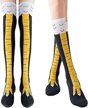 [weidllys] Crazy Funny Chicken Feet Socks for Women Men, 3D Novelty Gag Gift Stocking Stuffers, White Elephant Gifts for Adults,2 Pairs,12 inch,24 inch Knee Socks