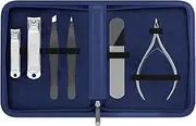 Manicure & Pedicure for Women and Men -Shear Guru: Complete Personal Care 6-Piece Grooming Kit including Premium Nail Clippers for Thick Nails + Nail Trimmer + Tweezers and Portable Luxury Travel Case