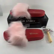 Women's Furry Fur Slides Sandals Fluffy Red/Pink - Size 7