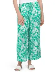 Nicole Miller Linen Pull-on Wide Leg Pants Women's L Tropical European Flax NWT