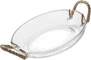 GRIRIW Woven Glass Serving Bowl Multi Function Appetizer Dish for Fruits and Snacks for Weddings Parties and Home Decor and Stylish Food Container
