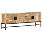 TV Stand Cabinet With 4 Doors Solid Mango Wood Entertainment Center Display Rack